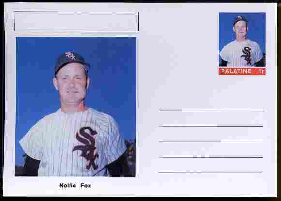 Palatine (Fantasy) Personalities - Nellie Fox (baseball) postal stationery card unused and fine