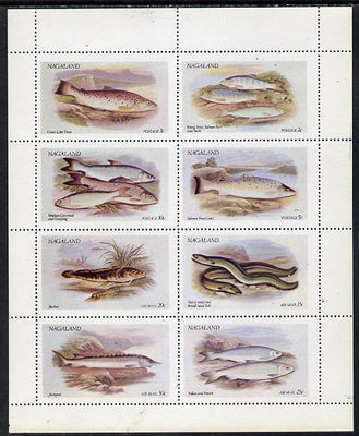 Nagaland 1972 Fish (Trout, Salmon, Sturgeon, Eels, etc) perf,set of 8 values unmounted mint (2ch to 50ch)