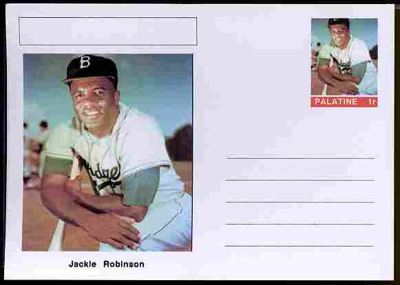 Palatine (Fantasy) Personalities - Jackie Robinson (baseball) postal stationery card unused and fine