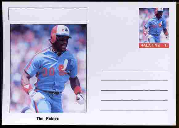 Palatine (Fantasy) Personalities - Tim Raines (baseball) postal stationery card unused and fine
