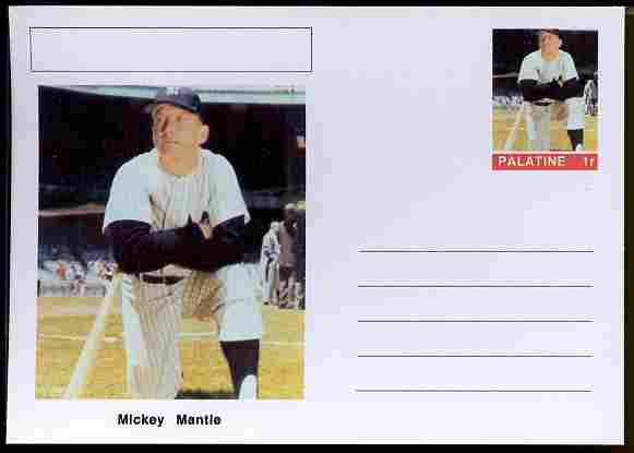 Palatine (Fantasy) Personalities - Mickey Mantle (baseball) postal stationery card unused and fine