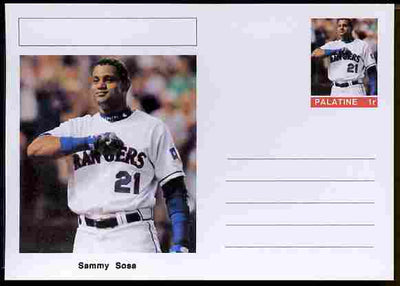 Palatine (Fantasy) Personalities - Sammy Sosa (baseball) postal stationery card unused and fine