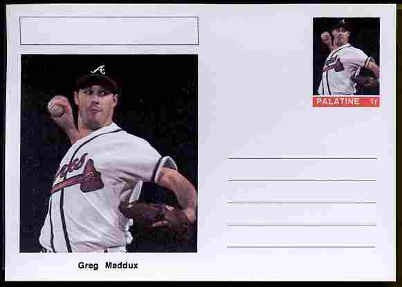 Palatine (Fantasy) Personalities - Greg Maddux (baseball) postal stationery card unused and fine