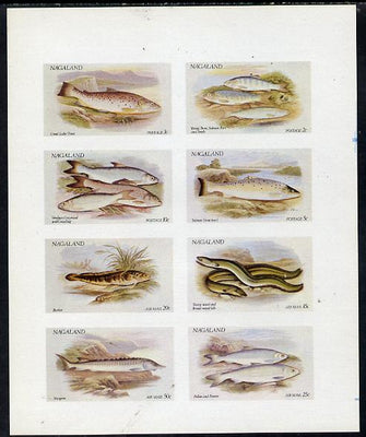 Nagaland 1972 Fish (Trout, Salmon, Sturgeon, Eels, etc) imperf,set of 8 values unmounted mint (2ch to 50ch)
