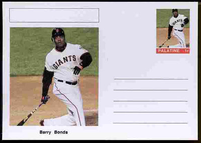 Palatine (Fantasy) Personalities - Barry Bonds (baseball) postal stationery card unused and fine