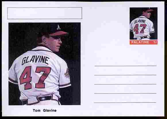 Palatine (Fantasy) Personalities - Tom Glavine (baseball) postal stationery card unused and fine