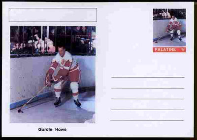Palatine (Fantasy) Personalities - Gordie Howe (ice hockey) postal stationery card unused and fine