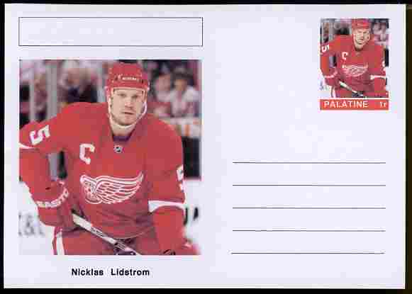 Palatine (Fantasy) Personalities - Nicklas Lidstrom (ice hockey) postal stationery card unused and fine