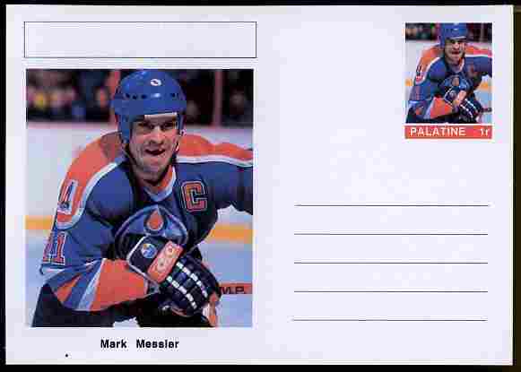 Palatine (Fantasy) Personalities - Mark Messier (ice hockey) postal stationery card unused and fine