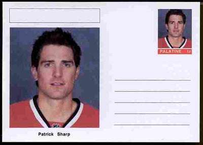 Palatine (Fantasy) Personalities - Patrick Sharp (ice hockey) postal stationery card unused and fine