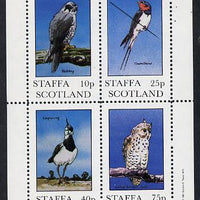 Staffa 1981 Birds #03 (Hobby, Swallow, Lapwing & Owl) perf,set of 4 values (10p to 75p) unmounted mint