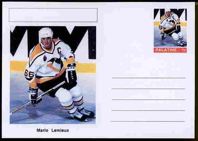 Palatine (Fantasy) Personalities - Mario Lemieux (ice hockey) postal stationery card unused and fine