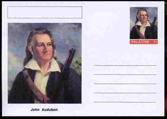 Palatine (Fantasy) Personalities - John Audubon (ornithologist) postal stationery card unused and fine