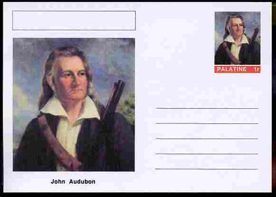 Palatine (Fantasy) Personalities - John Audubon (ornithologist) postal stationery card unused and fine