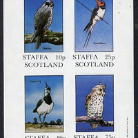 Staffa 1981 Birds #03 (Hobby, Swallow, Lapwing & Owl) imperf,set of 4 values (10p to 75p) unmounted mint