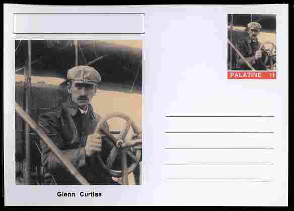 Palatine (Fantasy) Personalities - Glenn Curtiss (aviation pioneer) postal stationery card unused and fine