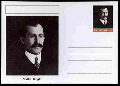 Palatine (Fantasy) Personalities - Orville Wright (aviation pioneer) postal stationery card unused and fine