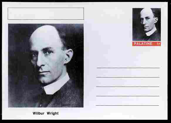 Palatine (Fantasy) Personalities - Wilbur Wright (aviation pioneer) postal stationery card unused and fine