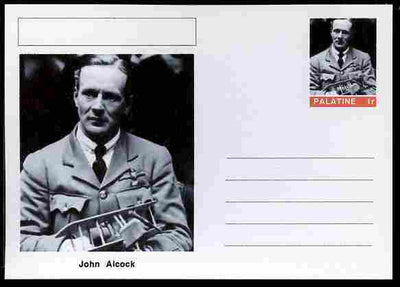 Palatine (Fantasy) Personalities - John Alcock (aviation pioneer) postal stationery card unused and fine