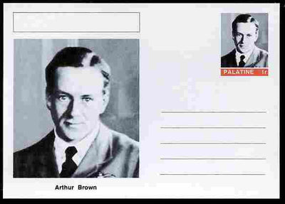 Palatine (Fantasy) Personalities - Arthur Brown (aviation pioneer) postal stationery card unused and fine