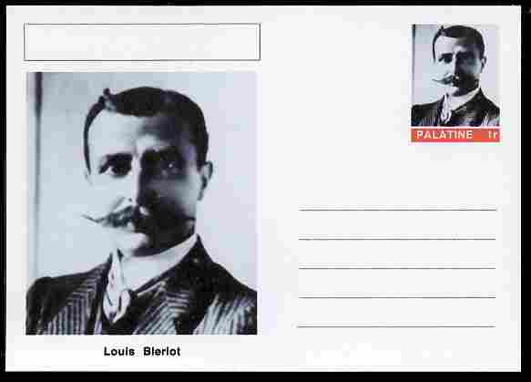 Palatine (Fantasy) Personalities - Louis Bleriot (aviation pioneer) postal stationery card unused and fine