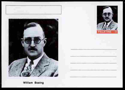 Palatine (Fantasy) Personalities - William Boeing (aviation pioneer) postal stationery card unused and fine