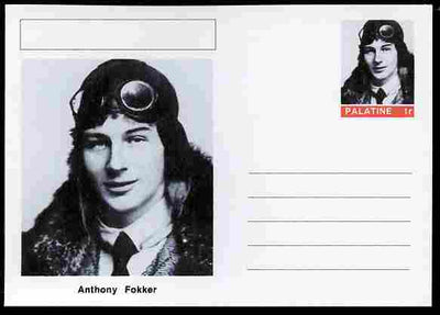 Palatine (Fantasy) Personalities - Anthony Fokker (aviation pioneer) postal stationery card unused and fine