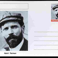 Palatine (Fantasy) Personalities - Henri Farman (aviation pioneer) postal stationery card unused and fine