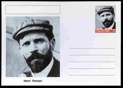 Palatine (Fantasy) Personalities - Henri Farman (aviation pioneer) postal stationery card unused and fine