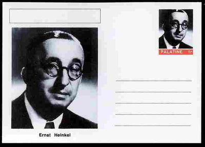 Palatine (Fantasy) Personalities - Ernst Heinkel (aviation pioneer) postal stationery card unused and fine