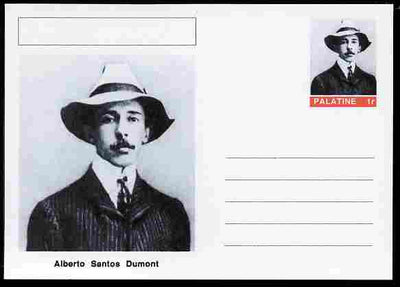 Palatine (Fantasy) Personalities - Alberto Santos Dumont (aviation pioneer) postal stationery card unused and fine