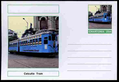 Chartonia (Fantasy) Buses & Trams - Calcutta Tram postal stationery card unused and fine