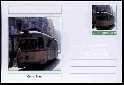 Chartonia (Fantasy) Buses & Trams - Cairo Tram postal stationery card unused and fine