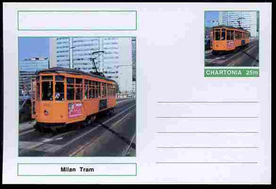Chartonia (Fantasy) Buses & Trams - Milan Tram postal stationery card unused and fine