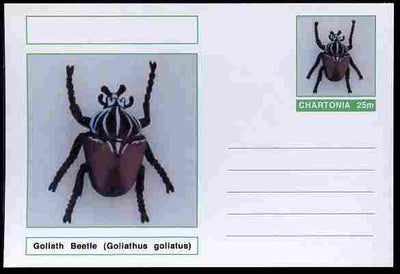 Chartonia (Fantasy) Insects - Goliath Beetle (Goliathus goliatus) postal stationery card unused and fine