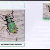 Chartonia (Fantasy) Insects - Green Tiger Beetle (Cicindela campestris) postal stationery card unused and fine