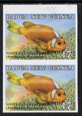 Papua New Guinea 1987 Fish 17t (Anemone Fish) unmounted mint imperf pair, SG 539var