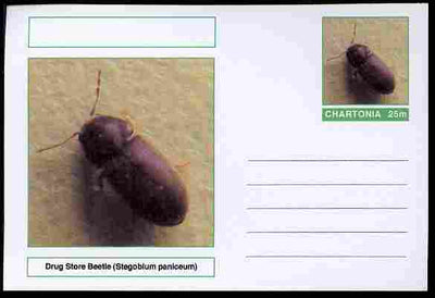Chartonia (Fantasy) Insects - Drug Store Beetle (Stegobium paniceum) postal stationery card unused and fine