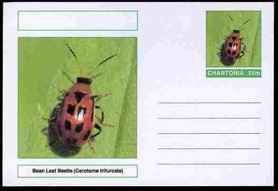 Chartonia (Fantasy) Insects - Bean Leaf Beetle (Cerotoma trifurcata) postal stationery card unused and fine