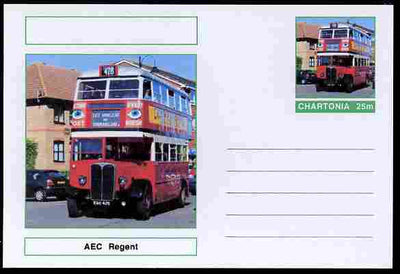 Chartonia (Fantasy) Buses & Trams - AEC Regent Bus postal stationery card unused and fine