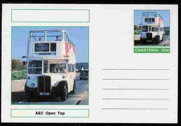 Chartonia (Fantasy) Buses & Trams - AEC Open Top Bus postal stationery card unused and fine