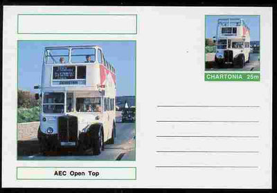 Chartonia (Fantasy) Buses & Trams - AEC Open Top Bus postal stationery card unused and fine