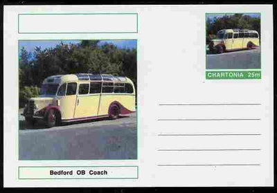 Chartonia (Fantasy) Buses & Trams - Bedford OB Coach postal stationery card unused and fine