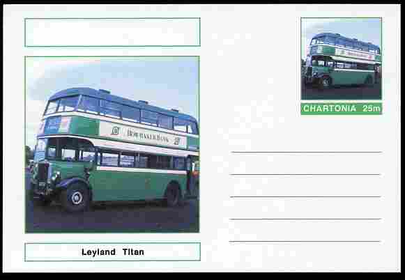 Chartonia (Fantasy) Buses & Trams - Leyland Titan Bus postal stationery card unused and fine