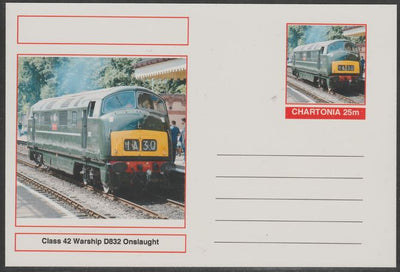 Chartonia (Fantasy) Railways - Class 42 Warship D832 Onslaught postal stationery card unused and fine