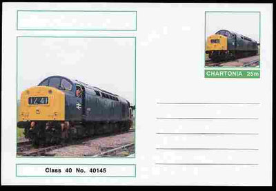 Chartonia (Fantasy) Railways - Class 40 No. 40145 postal stationery card unused and fine