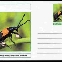 Chartonia (Fantasy) Insects - Elderberry Borer (Desmocerus palliatus) postal stationery card unused and fine