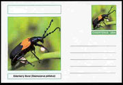 Chartonia (Fantasy) Insects - Elderberry Borer (Desmocerus palliatus) postal stationery card unused and fine
