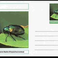 Chartonia (Fantasy) Insects - Dogbane Beetle (Chrysochus auratus) postal stationery card unused and fine
