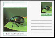 Chartonia (Fantasy) Insects - Dogbane Beetle (Chrysochus auratus) postal stationery card unused and fine
